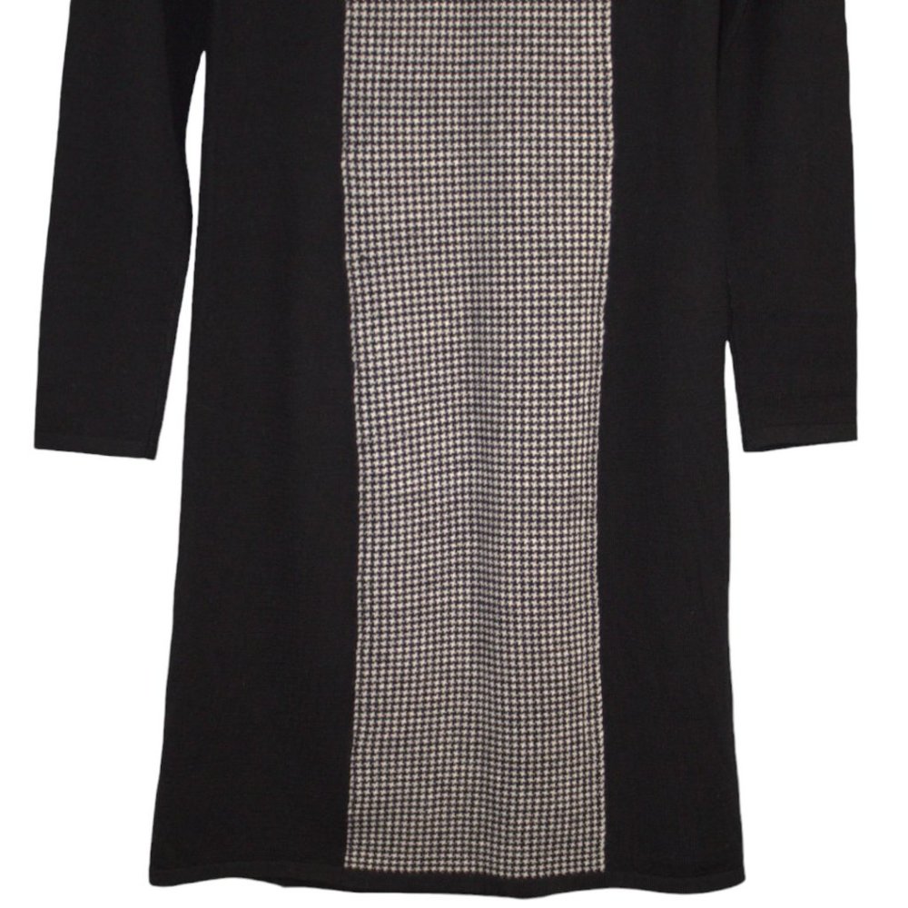 Lauren Ralph Lauren Sm Black White Sweater Dress Turtleneck Houndstooth Pullover - Picture 8 of 12